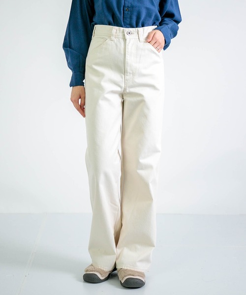 D.M.G.（ドミンゴ）の「[D.M.G. / ディーエムジー] 高密度ツイル ワークワイドパンツ（チノパンツ・レディース・オリーブ/ネイビー/アイボリー・S/L/M/SS）」の2枚目の写真