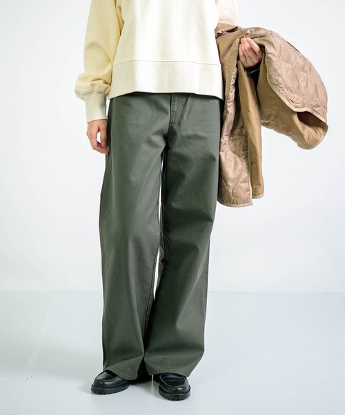D.M.G.（ドミンゴ）の「[D.M.G. / ディーエムジー] 高密度ツイル ワークワイドパンツ（チノパンツ・レディース・オリーブ/ネイビー/アイボリー・S/L/M/SS）」の18枚目の写真