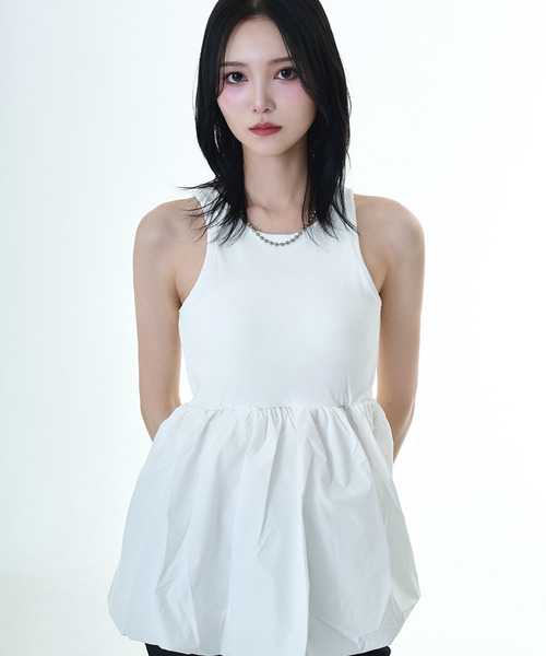 DAESE TOKYO(デセトウキョウ)の「『DAESE TOKYO/デセトウキョウ』テレコ×合繊キャミソール(Tシャツ/カットソー・レディース・ホワイト×ブラック/ホワイト系1/ブラック系1・FREE)」の19枚目の写真