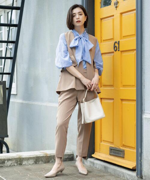 OPAQUE.CLIP（オペークドットクリップ）の「2WAYシアーボウタイブラウス【洗濯機洗い可】（シャツ/ブラウス・レディース・ライトブルー/ホワイト/チャコールグレー・40/38/42）」の22枚目の写真