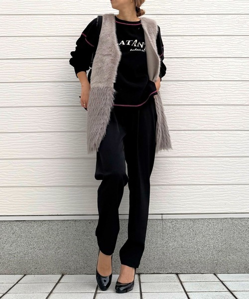 Q(キュー)の「ニットファーベスト(ベスト・レディース・グレー・MEDIUM)」の3枚目の写真