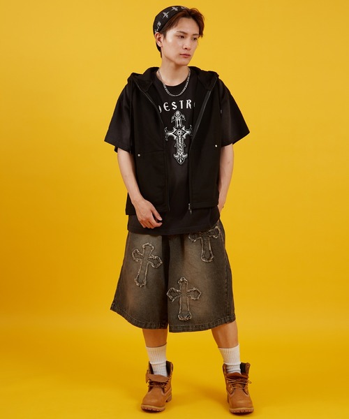 improves（インプローブス）の「ノースリーブ 裏毛スウェット ジップパーカー（ベスト・メンズ・杢グレー/ブラック・MEDIUM/LARGE）」の7枚目の写真