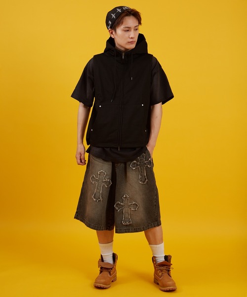 improves（インプローブス）の「ノースリーブ 裏毛スウェット ジップパーカー（ベスト・メンズ・杢グレー/ブラック・MEDIUM/LARGE）」の8枚目の写真