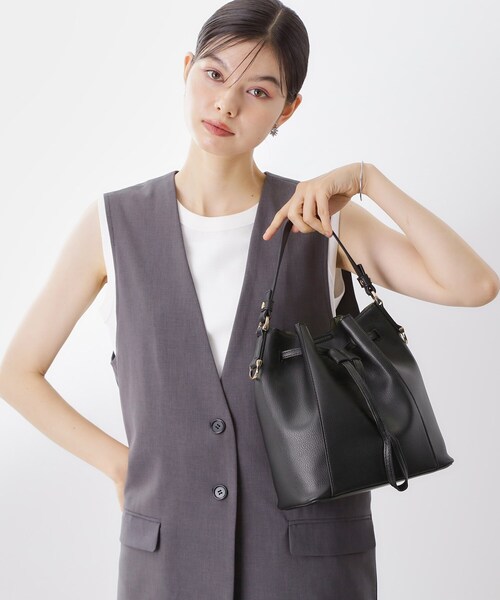 THE SHOP TK （ザ ショップ ティーケー ）の「巾着2WAYショルダーバッグ（ショルダーバッグ・レディース・ブラック/ブラウン系/ワインレッド・00）」の6枚目の写真