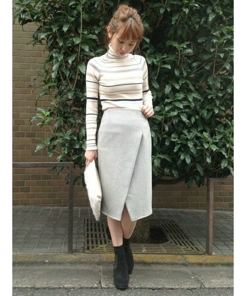 Chico（チコ）の「【who's who Chico】マルチボーダーリブハイネックニット（ニット/セーター・レディース・カーキ/ベージュ/グレー/クリーム・FREE）」の9枚目の写真