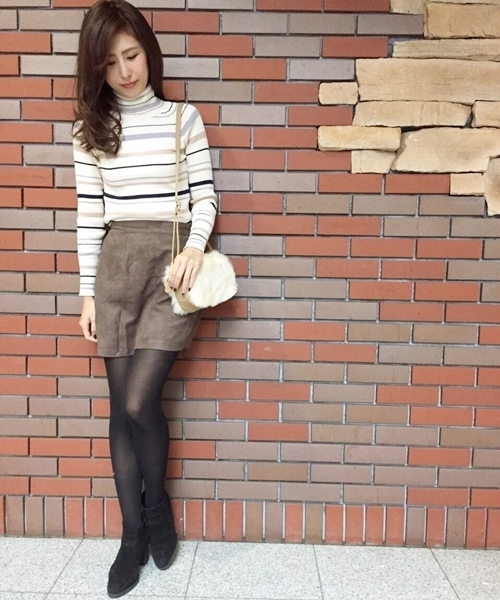 Chico（チコ）の「【who's who Chico】マルチボーダーリブハイネックニット（ニット/セーター・レディース・カーキ/ベージュ/グレー/クリーム・FREE）」の11枚目の写真