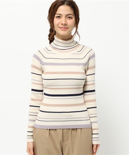 Chico（チコ）の「【who's who Chico】マルチボーダーリブハイネックニット（ニット/セーター・レディース・カーキ/ベージュ/グレー/クリーム・FREE）」の12枚目の写真