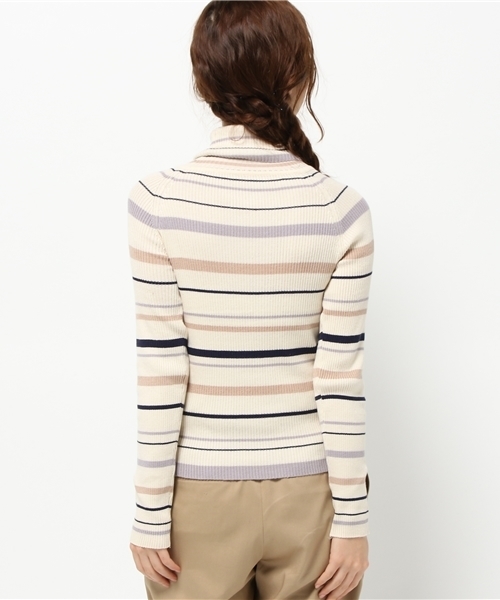 Chico（チコ）の「【who's who Chico】マルチボーダーリブハイネックニット（ニット/セーター・レディース・カーキ/ベージュ/グレー/クリーム・FREE）」の14枚目の写真