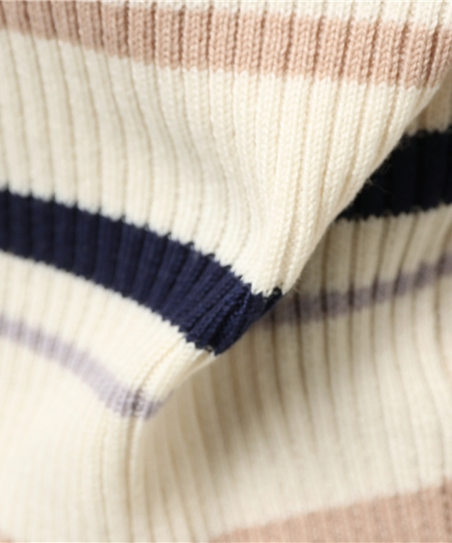 Chico（チコ）の「【who's who Chico】マルチボーダーリブハイネックニット（ニット/セーター・レディース・カーキ/ベージュ/グレー/クリーム・FREE）」の18枚目の写真