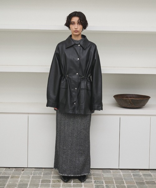 ドローストリングフェイクレザージャケット（その他アウター）｜AIC