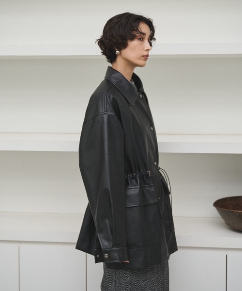 AIC.（エーアイシー）の「ドローストリングフェイクレザージャケット（その他アウター・レディース・ブラック・FREE）」の10枚目の写真