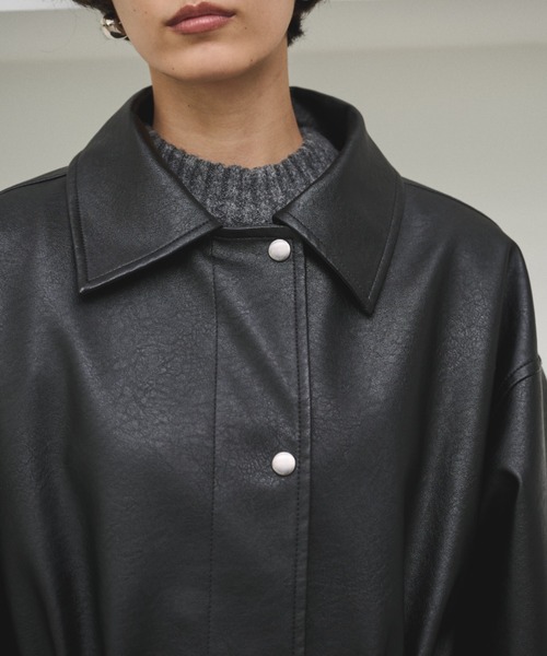 AIC.（エーアイシー）の「ドローストリングフェイクレザージャケット（その他アウター・レディース・ブラック・FREE）」の14枚目の写真