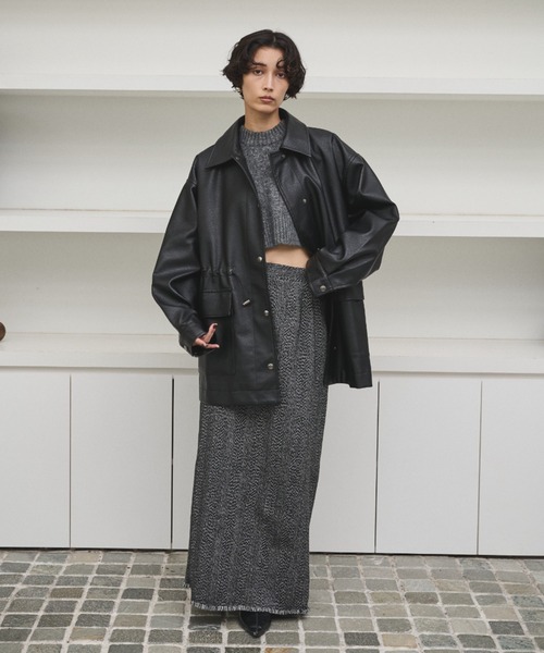 セール】ドローストリングフェイクレザージャケット（その他アウター