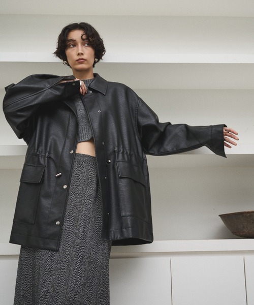 AIC.（エーアイシー）の「ドローストリングフェイクレザージャケット（その他アウター・レディース・ブラック・FREE）」の5枚目の写真