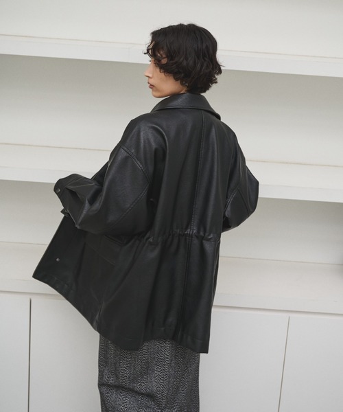 AIC.（エーアイシー）の「ドローストリングフェイクレザージャケット（その他アウター・レディース・ブラック・FREE）」の7枚目の写真