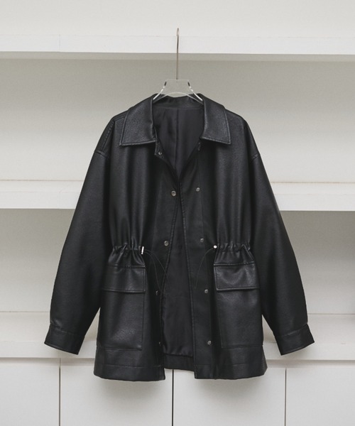 ドローストリングフェイクレザージャケット（その他アウター