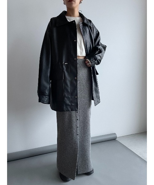 ドローストリングフェイクレザージャケット（その他アウター