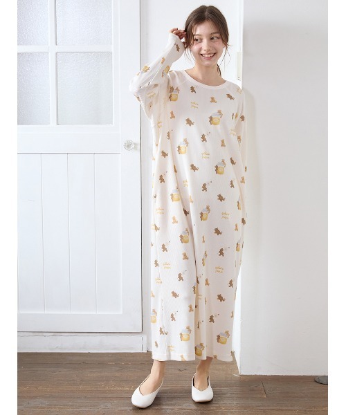 セール】はちみつベア柄ワンピース（ルームウェア/パジャマ）｜gelato