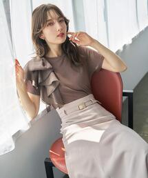ショルダーリボンラッフルTシャツ