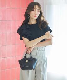 ショルダーリボンラッフルTシャツ