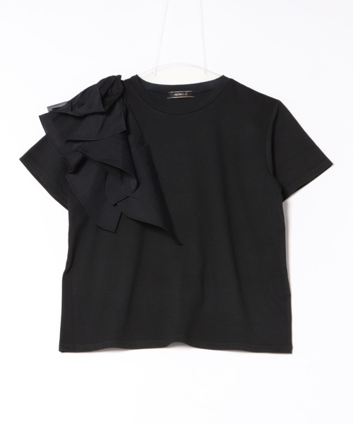 SWINGLE（スウィングル）の「ショルダーリボンラッフルTシャツ（Tシャツ/カットソー・レディース・ブラウン/ブラック/オフホワイト・FREE）」の11枚目の写真