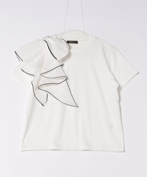 SWINGLE（スウィングル）の「ショルダーリボンラッフルTシャツ（Tシャツ/カットソー・レディース・ブラウン/ブラック/オフホワイト・FREE）」の9枚目の写真