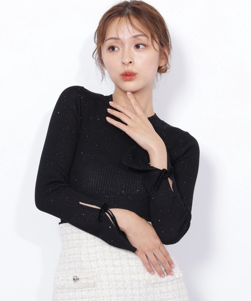 JILL by JILL STUART(ジルバイジルスチュアート)の「◇スパンコールコンパクトリブニット(ニット/セーター・レディース・ホワイト/グリーン/ブラック・FREE)」の3枚目の写真