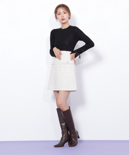 JILL by JILL STUART(ジルバイジルスチュアート)の「◇スパンコールコンパクトリブニット(ニット/セーター・レディース・ホワイト/グリーン/ブラック・FREE)」の16枚目の写真