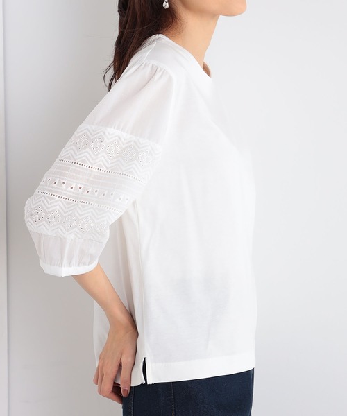 GALLORIA（ギャローリア）の「袖レースプルオーバー（Tシャツ/カットソー・レディース・ブラック/オフホワイト/マスタード・M/S/LL/L）」の5枚目の写真