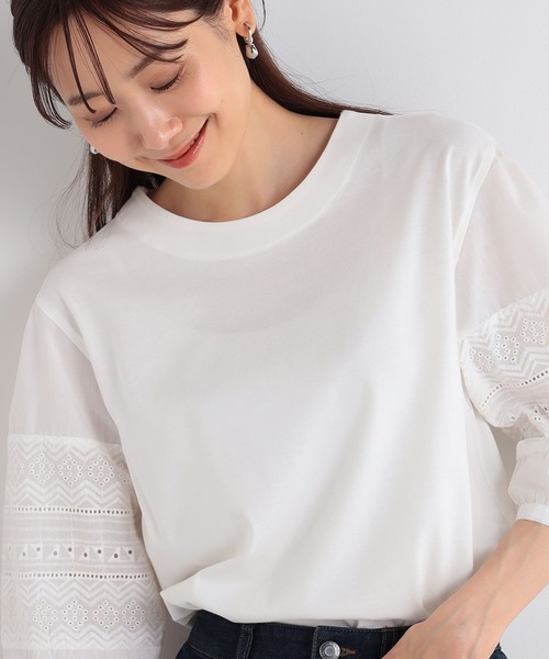 GALLORIA（ギャローリア）の「袖レースプルオーバー（Tシャツ/カットソー・レディース・ブラック/オフホワイト/マスタード・M/S/LL/L）」の6枚目の写真