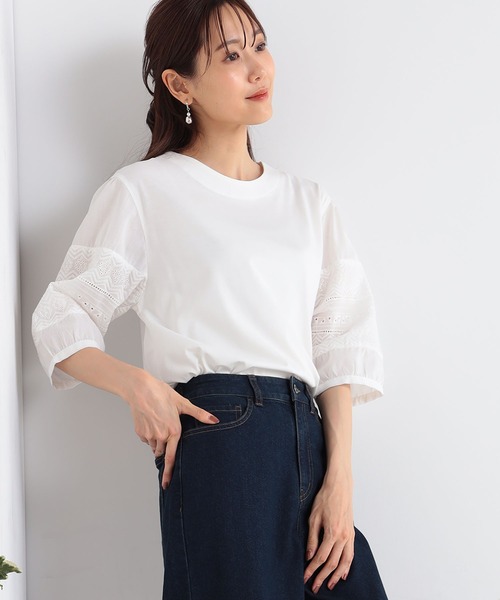 GALLORIA（ギャローリア）の「袖レースプルオーバー（Tシャツ/カットソー・レディース・ブラック/オフホワイト/マスタード・M/S/LL/L）」の7枚目の写真