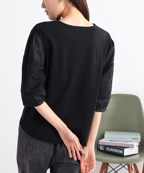 GALLORIA（ギャローリア）の「袖レースプルオーバー（Tシャツ/カットソー・レディース・ブラック/オフホワイト/マスタード・M/S/LL/L）」の9枚目の写真