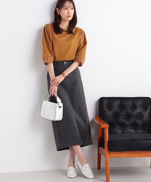 GALLORIA（ギャローリア）の「袖レースプルオーバー（Tシャツ/カットソー・レディース・ブラック/オフホワイト/マスタード・M/S/LL/L）」の15枚目の写真