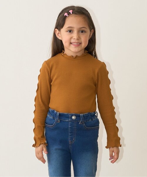 Lycee mine（リセマイン）の「テレコタートルネック（Tシャツ/カットソー・キッズ・ブラック/アイボリー/ブルーグレー/キャメル/スモークピンク・140cm/130cm/110cm/120cm/100cm/150cm）」の4枚目の写真