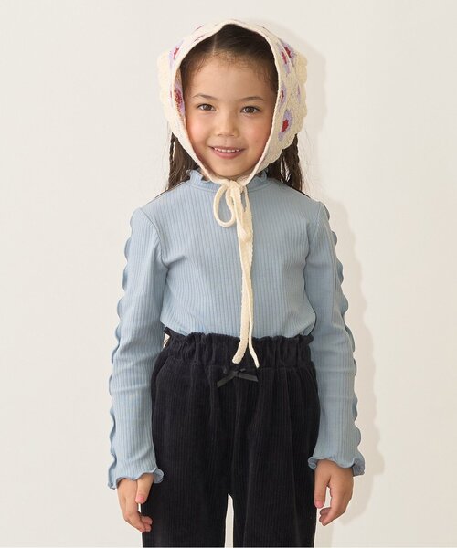 Lycee mine（リセマイン）の「テレコタートルネック（Tシャツ/カットソー・キッズ・ブラック/アイボリー/ブルーグレー/キャメル/スモークピンク・140cm/130cm/110cm/120cm/100cm/150cm）」の3枚目の写真