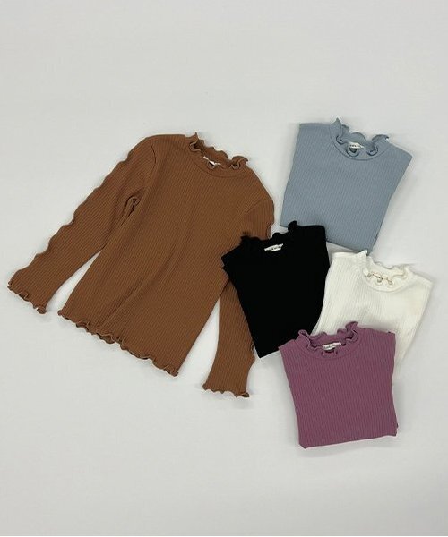 Lycee mine(リセマイン)の「テレコタートルネック(Tシャツ/カットソー・キッズ・ブラック/アイボリー/ブルーグレー/キャメル/スモークピンク・140cm/130cm/110cm/120cm/100cm/150cm)」の16枚目の写真