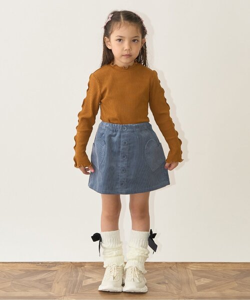 Lycee mine（リセマイン）の「テレコタートルネック（Tシャツ/カットソー・キッズ・ブラック/アイボリー/ブルーグレー/キャメル/スモークピンク・140cm/130cm/110cm/120cm/100cm/150cm）」の6枚目の写真