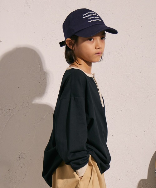 PAIRMANON STREET（ペアマノンストリート）の「【綿100%】ヘンリーネック 長袖 Tシャツ【PAIRMANON STREET】（Tシャツ/カットソー・キッズ・ブラック系その他3/ブラック/ブラウン系その他/ベージュ/グリーン系その他・100/140/110/120/130/150/160/90）」の6枚目の写真