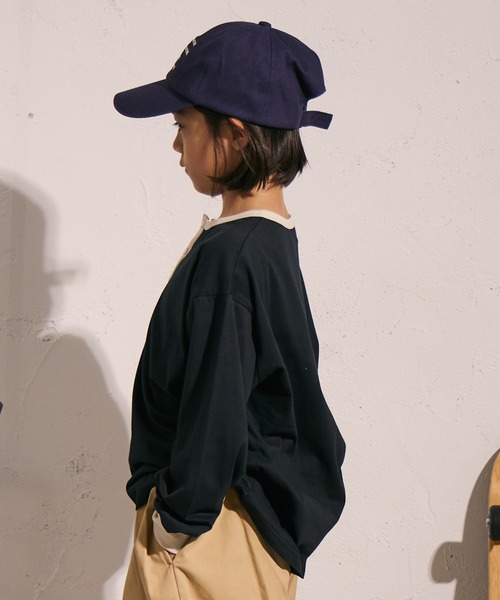 PAIRMANON STREET（ペアマノンストリート）の「【綿100%】ヘンリーネック 長袖 Tシャツ【PAIRMANON STREET】（Tシャツ/カットソー・キッズ・ブラック系その他3/ブラック/ブラウン系その他/ベージュ/グリーン系その他・100/140/110/120/130/150/160/90）」の7枚目の写真