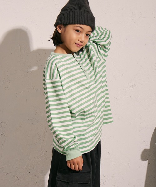 PAIRMANON STREET（ペアマノンストリート）の「【綿100%】ヘンリーネック 長袖 Tシャツ【PAIRMANON STREET】（Tシャツ/カットソー・キッズ・ブラック系その他3/ブラック/ブラウン系その他/ベージュ/グリーン系その他・100/140/110/120/130/150/160/90）」の20枚目の写真