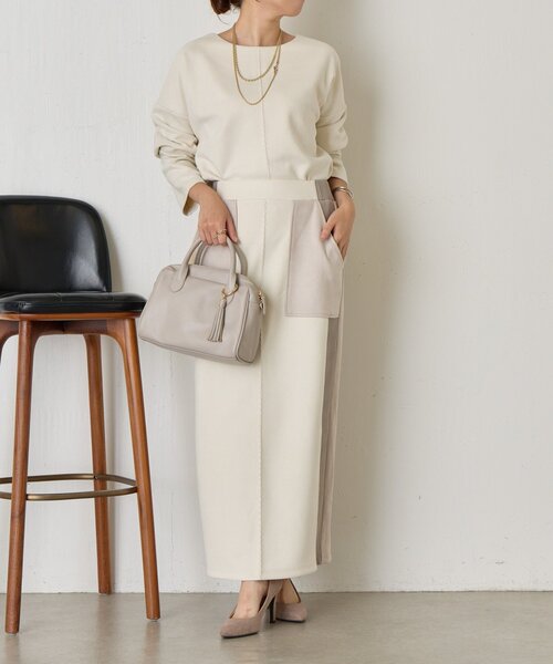 Jena espace merveilleux(ジェナ エスパスメルヴェイユ)の「バックラインスエードカットソー(Tシャツ/カットソー・レディース・アイボリー/グレー/チャコールグレー・FREE)」の4枚目の写真