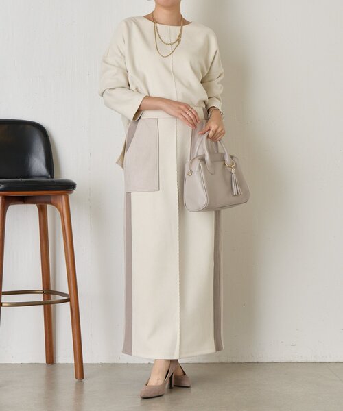 Jena espace merveilleux(ジェナ エスパスメルヴェイユ)の「バックラインスエードカットソー(Tシャツ/カットソー・レディース・アイボリー/グレー/チャコールグレー・FREE)」の5枚目の写真