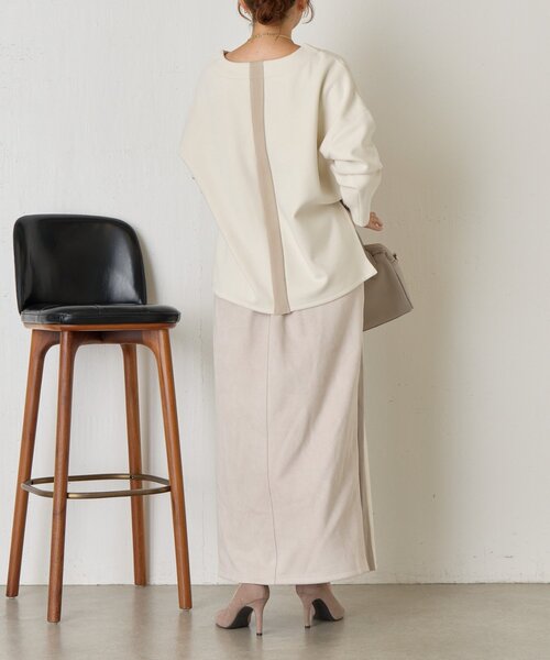 Jena espace merveilleux(ジェナ エスパスメルヴェイユ)の「バックラインスエードカットソー(Tシャツ/カットソー・レディース・アイボリー/グレー/チャコールグレー・FREE)」の7枚目の写真