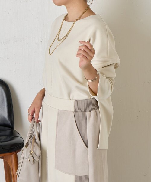 Jena espace merveilleux(ジェナ エスパスメルヴェイユ)の「バックラインスエードカットソー(Tシャツ/カットソー・レディース・アイボリー/グレー/チャコールグレー・FREE)」の11枚目の写真