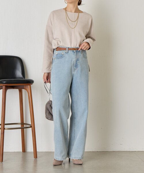 Jena espace merveilleux(ジェナ エスパスメルヴェイユ)の「バックラインスエードカットソー(Tシャツ/カットソー・レディース・アイボリー/グレー/チャコールグレー・FREE)」の14枚目の写真