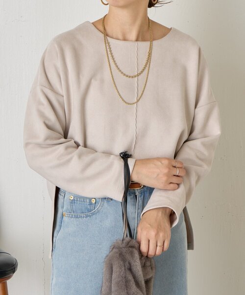 Jena espace merveilleux(ジェナ エスパスメルヴェイユ)の「バックラインスエードカットソー(Tシャツ/カットソー・レディース・アイボリー/グレー/チャコールグレー・FREE)」の18枚目の写真