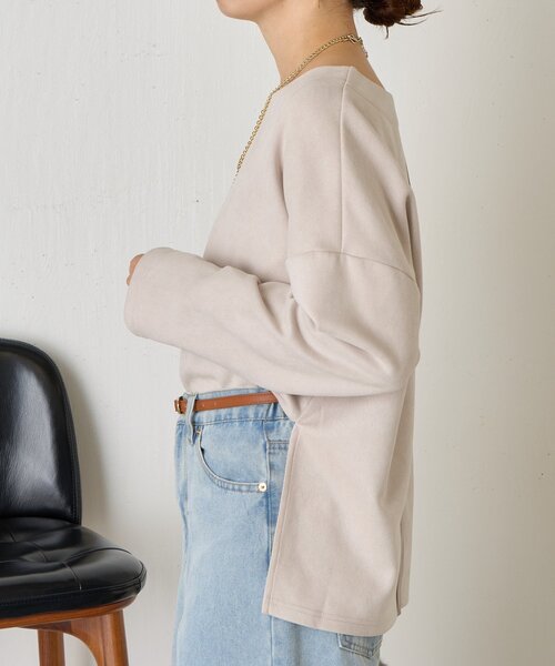 Jena espace merveilleux(ジェナ エスパスメルヴェイユ)の「バックラインスエードカットソー(Tシャツ/カットソー・レディース・アイボリー/グレー/チャコールグレー・FREE)」の19枚目の写真