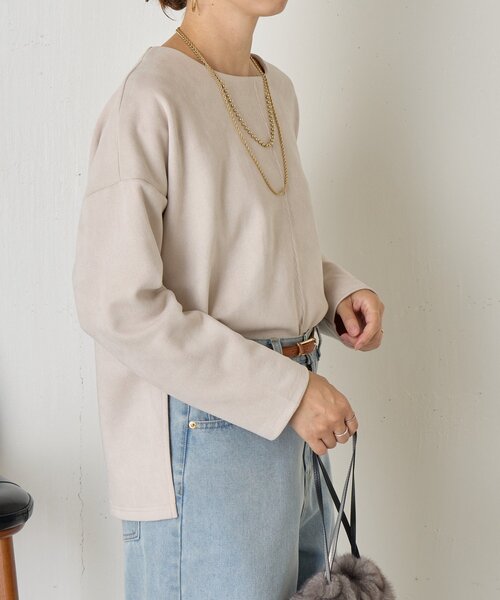 Jena espace merveilleux(ジェナ エスパスメルヴェイユ)の「バックラインスエードカットソー(Tシャツ/カットソー・レディース・アイボリー/グレー/チャコールグレー・FREE)」の22枚目の写真