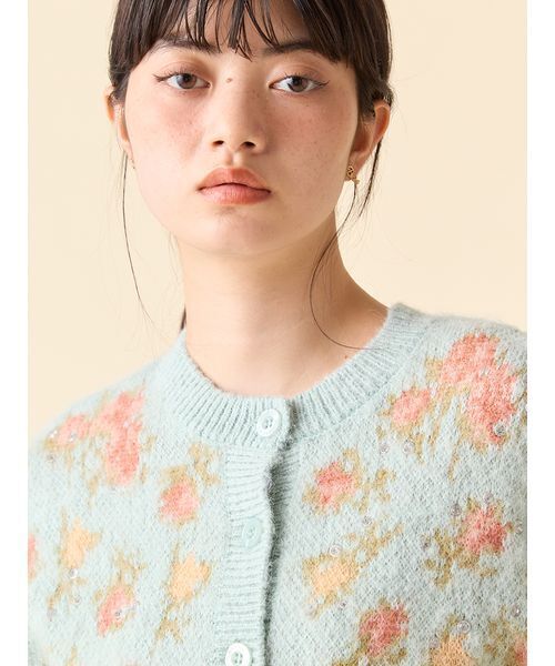 LILY BROWN ×ANNA SUI】ジャガードビジューニットカーディガン