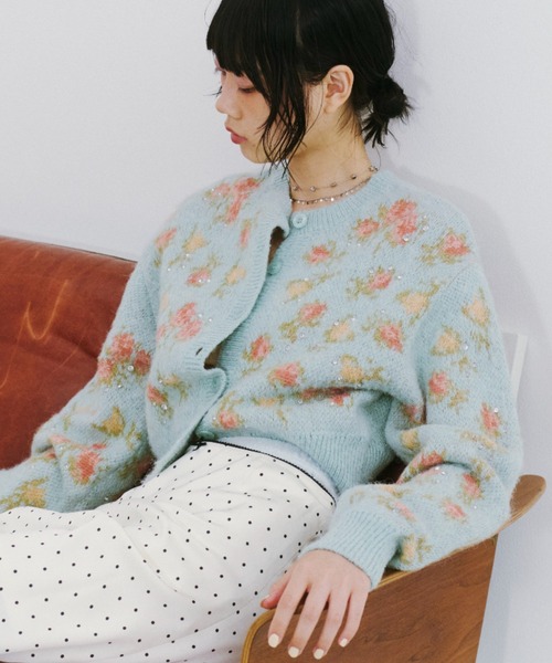 【LILY BROWN ×ANNA SUI】ジャガードビジューニットカーディガン LILY BROWN｜【LILY BROWN ×ANNA SUI】ジャガードビジューニット